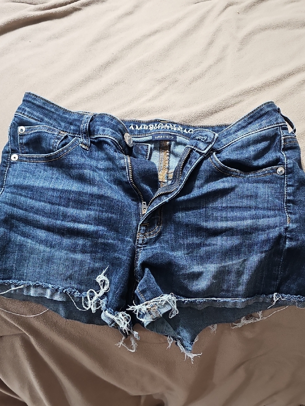 American Eagle Outfitters Dark Blue Distressed Denim Shorts